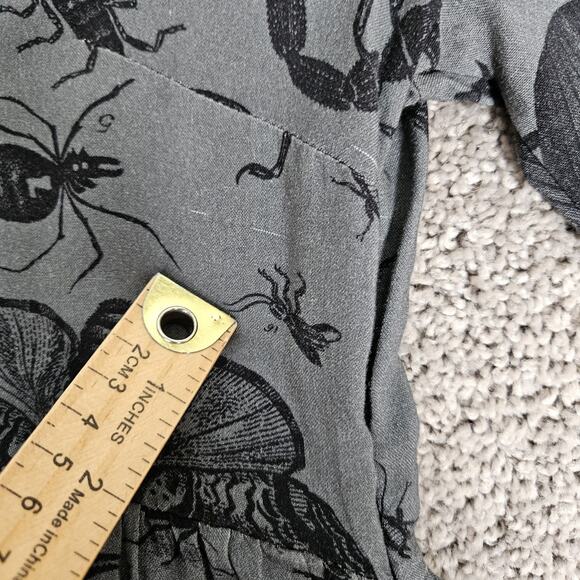 Disturbia Dress Womens 2 Gray Parasite Smock Mini Insects AOP Goth Feminine - Picture 13 of 16